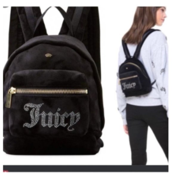 Juicy Couture Girls Faux Fur Backpack Bag Black‎ Texture Furry Fuzzy main image 6